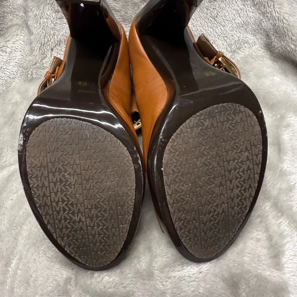 Michael Kors Tan Peep Toe Ankle Booties